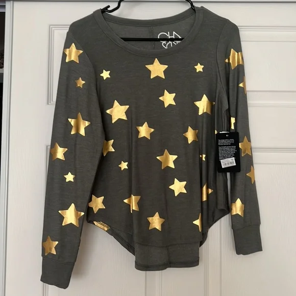 METALLIC STAR PRINT SWEATSHIRT IN SAFARI - Picture 6 of 8